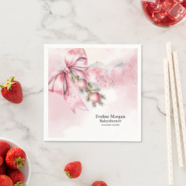Servilleta De Papel Lazo rosa acuarela con borlas para baby shower