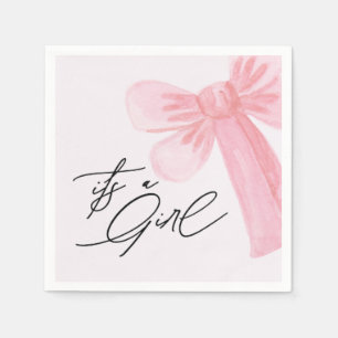 Servilleta De Papel Lazo Rosa Beige Acuarela Moderna Es una Niña 