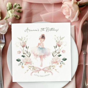 Servilleta De Papel Lazo Rosa Caprichoso y Bailarina de Acuarela Cumpl