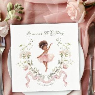 Servilleta De Papel Lazo Rosa Caprichoso y Bailarina de Acuarela Cumpl