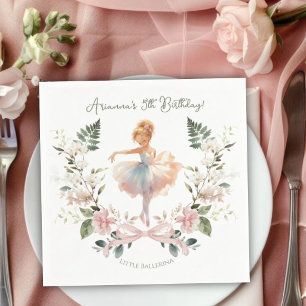 Servilleta De Papel Lazo Rosa Caprichoso y Bailarina de Acuarela Cumpl