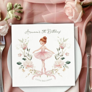 Servilleta De Papel Lazo Rosa Caprichoso y Bailarina de Acuarela Cumpl