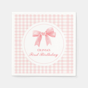 Servilleta De Papel Lazo rosa Coquette elegante cumpleaños 1