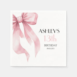 Servilleta De Papel Lazo Rosa Cumpleaños 13 para Niñas