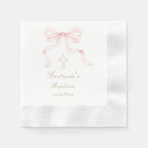 Servilleta De Papel Lazo rosa de bautizo niña