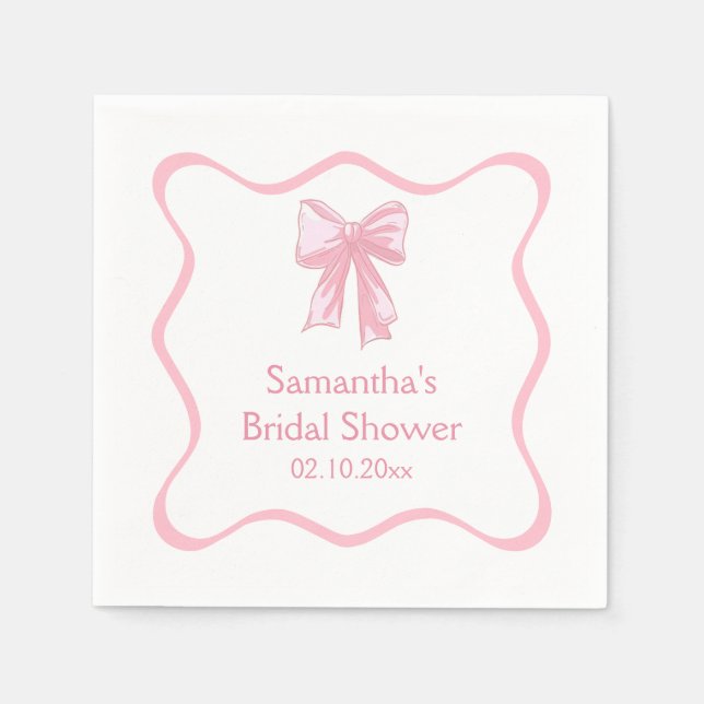 Servilleta De Papel Lazo rosa de boda de Shower de Bow  (Anverso)