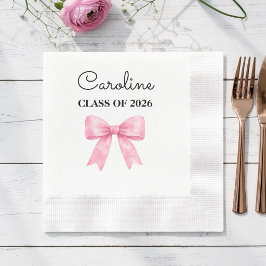 Servilleta De Papel Lazo Rosa Elegante con Nombre de Graduado Personal