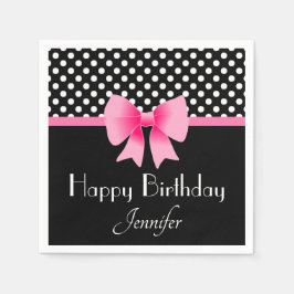 Servilleta De Papel Lazo rosa elegante Feliz Cumpleaños
