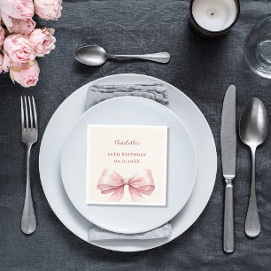 Servilleta De Papel Lazo rosa marfil cumpleaños elegante