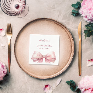 Servilleta De Papel Lazo rosa quinceañera elegante