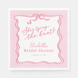 Servilleta De Papel Lazo Rosa Retro Está Atando el Nudo 