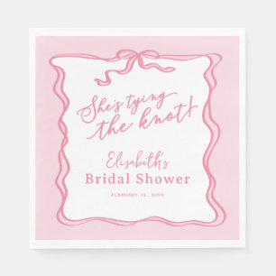 Servilleta De Papel Lazo Rosa Retro Está Atando el Nudo 