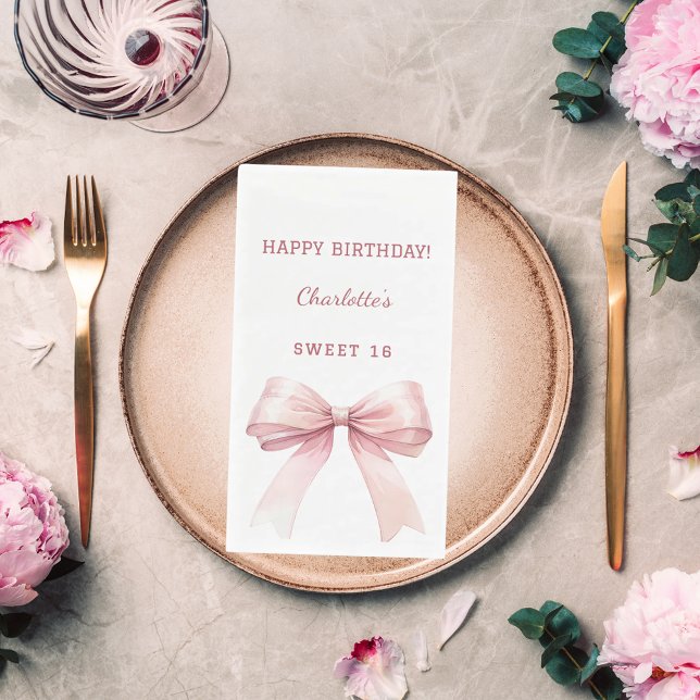 Servilleta De Papel Lazo rosa Sweet 16 blanco (Subido por el creador)