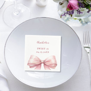 Servilleta De Papel Lazo rosa Sweet 16 elegante moderno