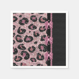 Servilleta De Papel Lazos de cinta de estampado de leopardo rosa RAB R