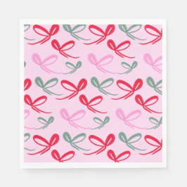 Servilleta De Papel Lazos de Navidad verdes rosados caprichosos dibuja