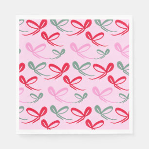 Servilleta De Papel Lazos de Navidad verdes rosados caprichosos dibuja