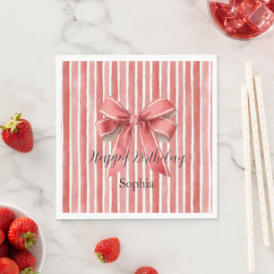 Servilleta De Papel Lazos de rayas de bastón de caramelo rosa rojo Cum