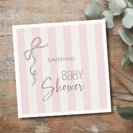 Servilleta De Papel Lazos de rayas rosa perla Coquette Limpio Baby Sho