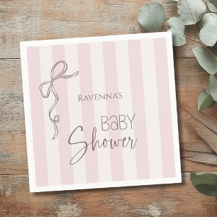Servilleta De Papel Lazos de rayas rosa perla Coquette Limpio Baby Sho