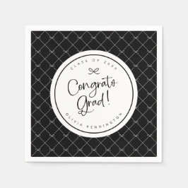 Servilleta De Papel Lazos Negros Blancos Felicidades Graduado Fiesta d