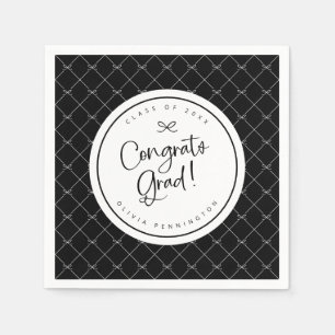 Servilleta De Papel Lazos Negros Blancos Felicidades Graduado Fiesta d