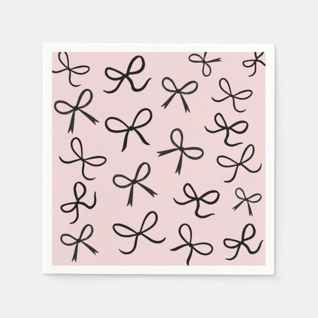 Servilleta De Papel Lazos Negros Pequeños Lindos De Moda Blancos (Anverso)