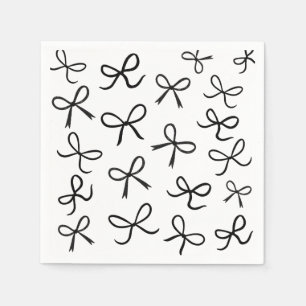 Servilleta De Papel Lazos Negros Pequeños Lindos De Moda Blancos