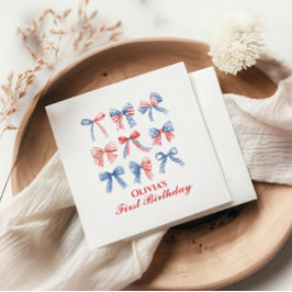 Servilleta De Papel Lazos rojos, blancos y azules cumpleaños cuatro de