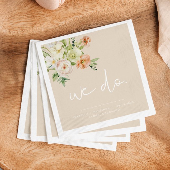 Servilleta De Papel LEAH Creamy Beige Boda Floral We Do Napkins (Subido por el creador)