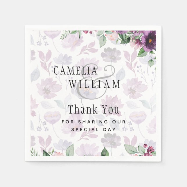 Servilleta De Papel LeahG Plum Purple Berry Boda Floral Caer Invierno (Anverso)