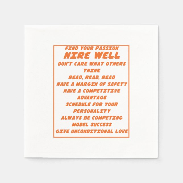 Servilleta De Papel Lecciones de la vida motivadora Motivación Inspira (Anverso)