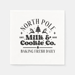 Servilleta De Papel Leche y Galletas del Polo Norte Horneadas Frescas 