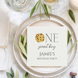 Servilleta De Papel Leche y galletas dulces cumpleaños de un niño