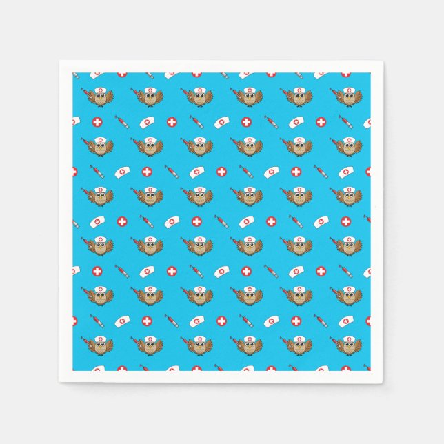 Servilleta De Papel Lechuza de enfermera con Personalizado de jeringas (Anverso)