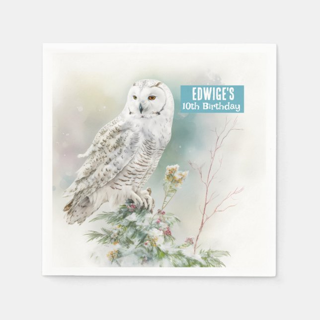 Servilleta De Papel Lechuza de invierno - Fiesta de cumpleaños - (Anverso)