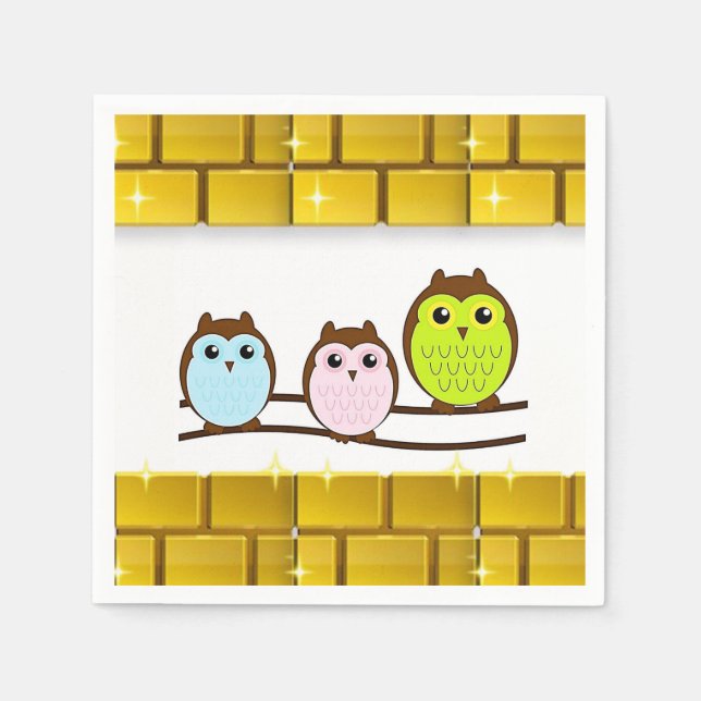 Servilleta De Papel Lechuza de las servilletas de papel materno (Anverso)