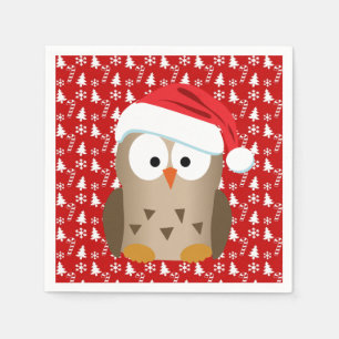 Servilleta De Papel Lechuza navidad con Santa Hat