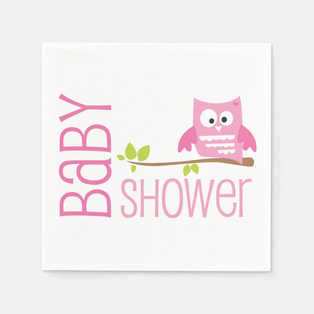Servilleta De Papel Lechuza rosa Baby Shower Napkin (Anverso)