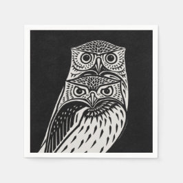 Servilleta De Papel Lechuzas de papel blanco y negro