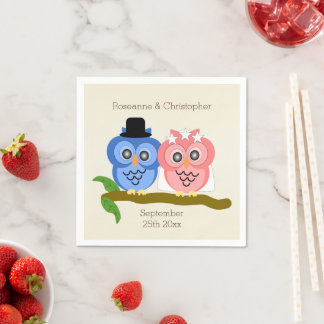Servilleta De Papel Lechuzas diseñan Boda de color champagne