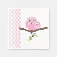 Lechuzas rosadas + servilletas Baby Shower Chica C