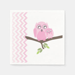 Servilleta De Papel Lechuzas rosadas + servilletas Baby Shower Chica C