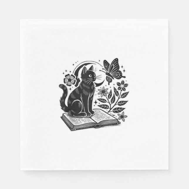 Servilleta De Papel Lectores de libros para gatos Bookwors Booknerds H (Anverso)