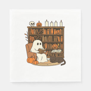 Servilleta De Papel Lectura fantasma en la acogedora biblioteca de Hal