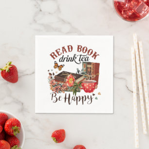 Servilleta De Papel Leer libros, Sip Tea y Quedarse Feliz