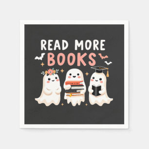 Servilleta De Papel Leer más libros Spooky Halloween Ghost Book Lovers