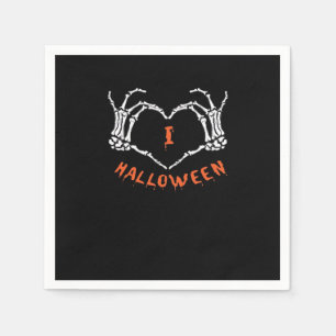 Servilleta De Papel Lema Halloween. Gesto Cardíaco Hecho De Skeleton