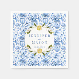 Servilleta De Papel Lemón azul boda italiano servilletas de papel