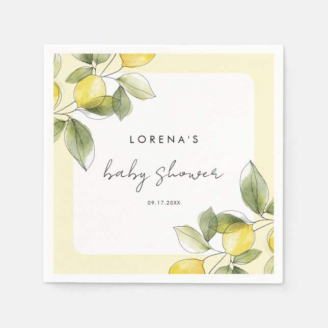Servilleta De Papel Lemon Baby Shower (Anverso)